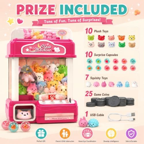 Skirfy 15” Claws Machines for Kids Adults with Sound Light, Vending Machine Candy Grabber Prize Dispenser Toys, Unicorns Claws Machines Electric Control,Birthday Girl Toys Gift - Thumbnail 4