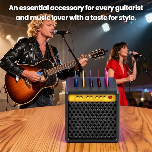 Bangzi Guitar Pick Storage Box,Guitar Picks Holder Box for Musicians and Collectors,Guitar Pick Display Holder,Mini Speaker Amp Design with 5 Premium Celluloid Picks,Gift for Guitar Players - Thumbnail 2