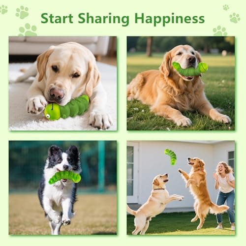 FurtasticFinds Indestructible Dog Toys for Aggressive Chewers, Tough Chew Proof Toy for Large Dogs, Squeaky Rubber Chew Toy with Beef Flavor for Boredom & Anxiety Relief (Green) - Thumbnail 5