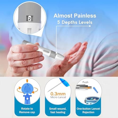 Glucose Monitor Kit, Diabetes Testing Kit, Blood Glucose Meter, 100 Glucometer Strips, 100 Lancets, Test Strips Blood Sugar Meter Glucometer - Thumbnail 4