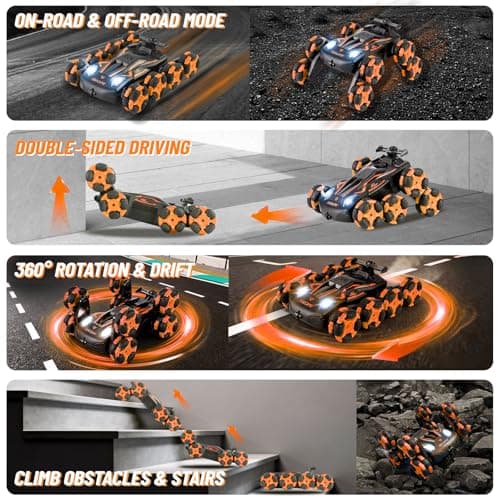 MOMONOVA 8WD RC Stunt Car with Mist Spray - 8 Wheel Remote Control Car for Boys 8-12, Off-Road Stunt Vehicle with Lights & Music, 360° Flip Toy with 2 Rechargeable Batteries, Birthday Gift for Kids - Thumbnail 4