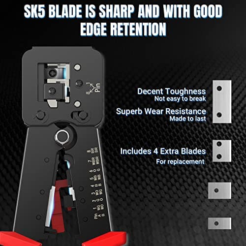 AMPCOM RJ45 Pass Thru Crimping Tool Network Crimper for Pass Through and Regular Type RJ45 RJ12 RJ11 Connector -CAT6/5e（8P8C/6P6C/6P4C) - Thumbnail 5