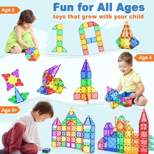 Soyee 102PCS Magnetic Tiles Building Blocks Stem Toys for 3+ Year Old Boys Girls Montessori Toys Toddler Kids Gifts Parents Approved Sensory Toys - Thumbnail 5