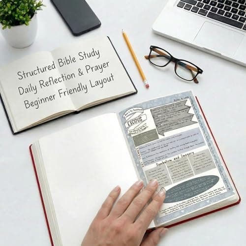 66-Page Bible Study Guide & Journal For Women, Year-Long Devotional With Daily Scripture, Prayer Prompts And Reflection Pages, PU Leather Bible Study Notebook For Beginners And Daily Faith Growth - Thumbnail 2