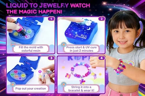 QuTZ Bracelet Making Kit, Making Your Own Beads and Charms with the UV Resins and Curing Station, Design Your Own Kpop & Friendship Bracelets, Jewelry Making Kit for Girls 6+ (12 Glue Set) - Thumbnail 2