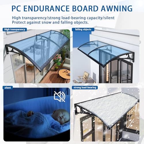 Awnings for Windows Outside - Awning for Door Entrance Aluminum Bracket Awnings 32x64in Front Doors/Windows Overhang Awning Canopy for Porch/Patio/Deck/Cellar UV/Rain/Snow Protection - Thumbnail 6