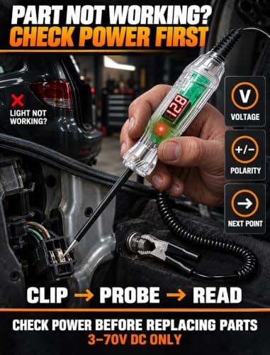 Automotive Test Light, 3-70V Digital LED Voltage Tester, Auto Circuit Tester with Voltmeter, Dual Polarity Indicator and Stainless, Bidirectional Electrical Voltage Test Pen for Car/Truck/SUV Checker - Thumbnail 2