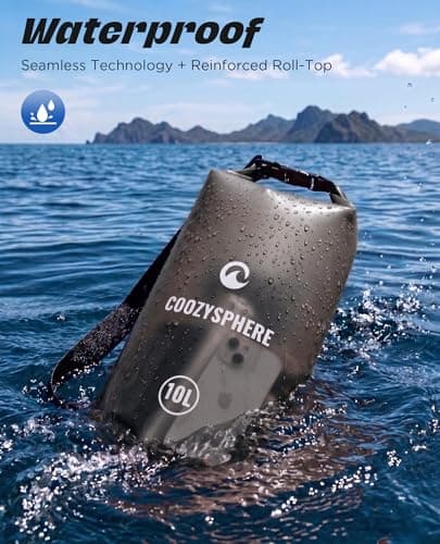 CoozySphere Waterproof Dry Bag 10L, Lightweight Roll Top Floating Dry Sack with Phone Case and Whistle for Women Men, Beach Bag Kayak Accessories Paddle Boarding - Thumbnail 5
