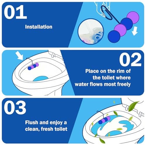 SCENTORINI 4-in-1 Toilet Bowl Cleaner Rim Hanger, Hanging Automatic Toilet Bowl Freshener, 4 Ocean & 4 Lavender Scent, Toilet Bowl Cleaning Balls Long-Lasting up to 30 Days - Thumbnail 5