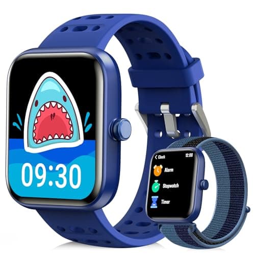 Smart Watch for Kids Gift, Kids Smart Watch with Heart Rate, Sleep Monitor, Fitness Tracker, Kid's Watch with Sports Modes, Puzzle Game& DIY Dials, Birthday, Children's Day Gifts for Kid-Blue(2 Bands)