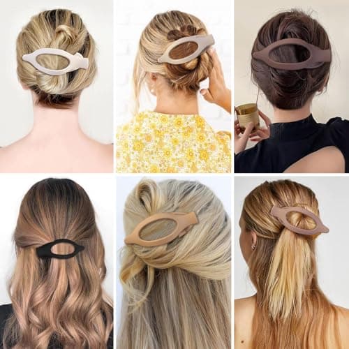 CHANDAT Flat Hair Clip 6 pcs Lay Down Claw Clips Hair Accessories for Women -Brown - Thumbnail 6