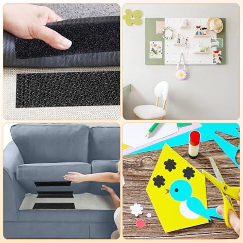 4.4 " X 10 Feet Heavy Duty Strips with Adhesive, Nylon Strips Tape Roll, Prevent Couch Cushions, Patio Cushions, Carpets, Mattresses Sliding, Picture Wall Hanging, No Punching Wall Mounting, Black - Thumbnail 5