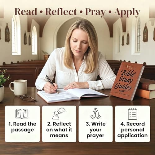 66-Page Bible Study Guide & Journal For Women, Year-Long Devotional With Daily Scripture, Prayer Prompts And Reflection Pages, PU Leather Bible Study Notebook For Beginners And Daily Faith Growth - Thumbnail 5