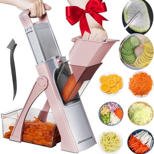 Jonscook Safe Mandoline Food Slicer for Kitchen - Vegetable Chopper With Adjustable Thickness, Multifunctional Veggie Chopper Vegetable Cutter Slicer Dicer For Onion Potato Tomato - Pink