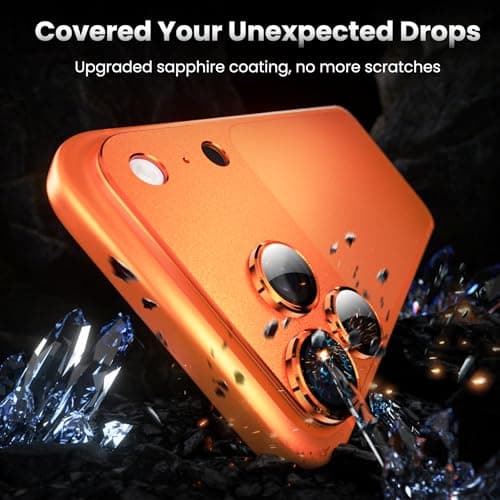 YWXTW Designed for iPhone 17 Pro Max Camera Lens Protector, [1:1 Perfect Fit] Full Coverage Matte Metal Tempered Glass Camera Screen Cover Accessories, Case Friendly (Cosmic Orange, iPhone 17 Pro Max) - Thumbnail 3