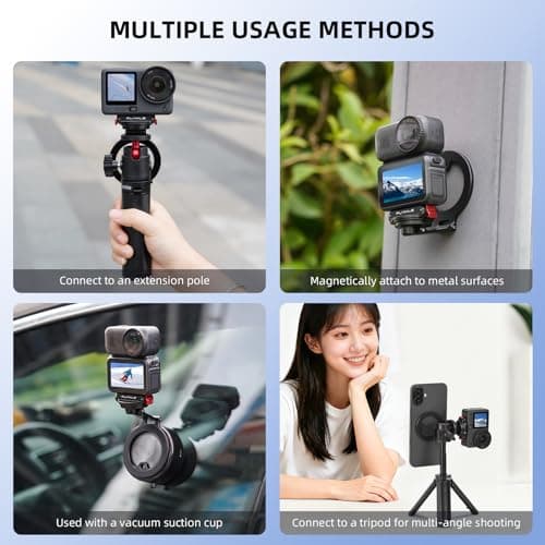 BRDRC Action 6 Magnetic Stand Base, Aluminum Alloy Quick Release Adapter for DJI Osmo Nano, for MagSafe iPhone Desktop Mount Table Holder with 360° Adjustable & 1/4” Screw Hole Tripod Accessories - Thumbnail 5