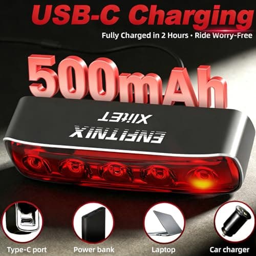ENFITNIX XlitET Smart Rear Bike Light,Brake Sensing,Auto On/Off,50 Lumen Ultra Bright 6 Modes,USB-C Rechargeable LED Bicycle Tail Light,IPX5 Waterproof, Cycling Accessories Light for Night Riding. - Thumbnail 6
