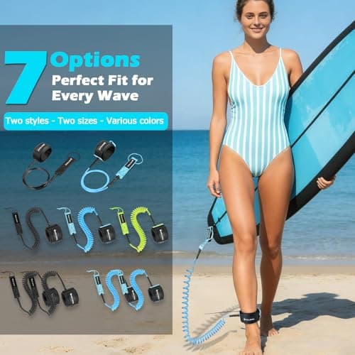 Mellbree Surfboard Leash, Premium SUP Leash Double-Side Rotatable Wirst Strap Leg Rope Flexible for Paddleboard Longboard Shortboard Stand-up Boogie Paddle Boards (Green Yellow, 10ft 7mm) - Thumbnail 6