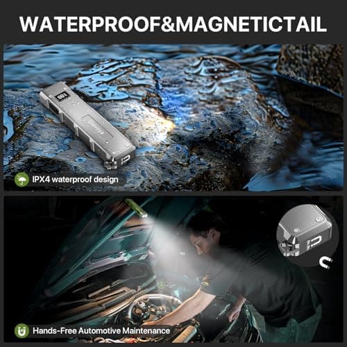 Glavoya EDC Flashlight Rechargeable,1200 Lumens Ultra Bright Flat Flashlight with 9 Modes, Portable Pocket Flash Lights with UV Light,Magnetic Flash Light for Working - Thumbnail 4