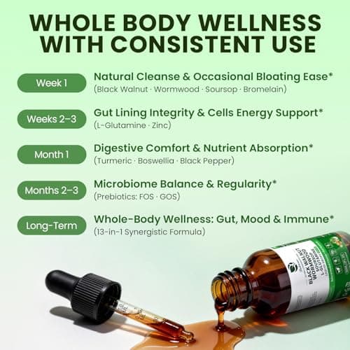 Lukaree (2 Pack) Wormwood Black Walnut Soursop Cleanse for Humans – with L-Glutamine Prebiotics & Zinc for Gut Health & Digestive Comfort – Mood, Immune & Energy Support – Vegan Gluten-Free - Thumbnail 4