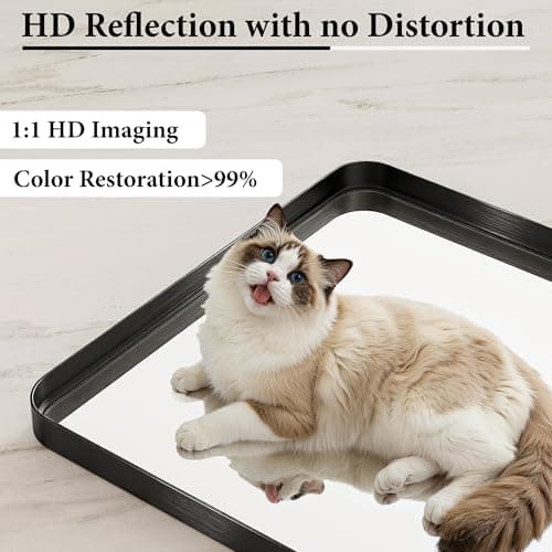 36 Inch Brushed Nickel Bathroom Mirrors for Over Sink, Rounded Rectangle Black Vanity Mirror, Farmhouse Mirror for Wall, HD Tempered Glass, Anti-Rust Mirror,Hangs Horizontally or Vertically - Thumbnail 2