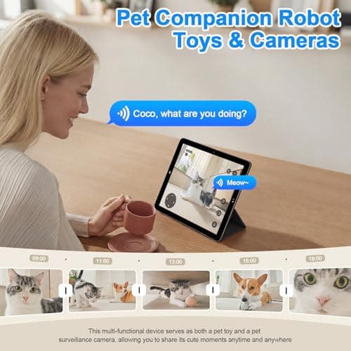 PGID Pet Companion Robot with 720P HD Camera,Interactive Toy for Dogs and Cats,360°Movement, Night Vision, Two-Way Audio,App Control(Only 2.4G WiFi) - Thumbnail 3
