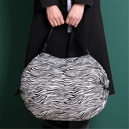 Mozzyyee Portable Foldable Shopping Bag Large Capacity Multipurpose Storage Bag Sports Travel Shoulder Bag (Zebra-stripe) - Thumbnail 4