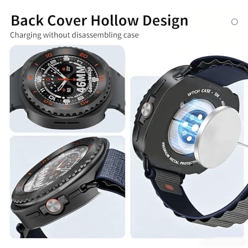 SDOCEBF Rotating Metal Bezel Case for Samsung Galaxy Watch 8 Classic 46mm - Thumbnail 4