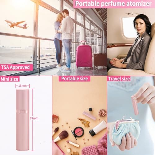 ANTOKX Perfume Travel Spray Bottle Atomizer - 5ML Perfume Atomizer, Scent Pump Case, Luxury Leakproof Refillable Spray Bottle for Women (Pink) - Thumbnail 5