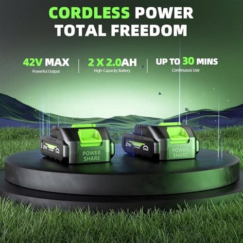 21V Weed Wacker Cordless & Lawn Edger, 9000RPM Electric Weed Eater with 2x2.0Ah Battery, 12" Auto Line Feed String Trimmer with 8 Pcs Spools, Lightweight Edger Lawn Tool for Yard, Green - Thumbnail 2