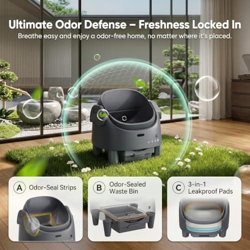 Automatic Cat Litter Box, Self-Cleaning Litter Box with Open-Top Design, 15-Layer Safety Protection System & Smart App Control, Electric Cat Litter Box with Adjustable Entry Height & Odor Control - Thumbnail 4