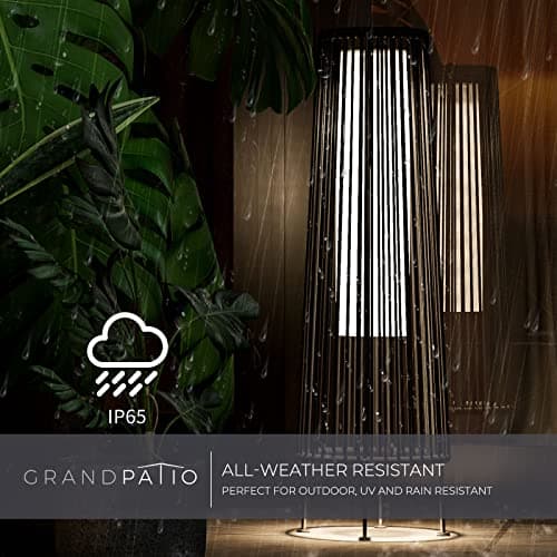 Grand patio Outdoor Floor Solar Light 2-Pack, Wicker Solar Patio Lamp Waterproof Outside Deck Lamp for Porch, Yard, Garden, Lawn Decorations - Gray, Gordes 2 PCS - Thumbnail 6
