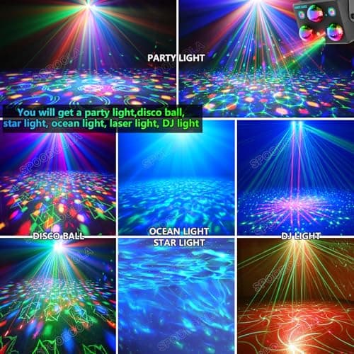 Party Lights,Disco DJ Strobe Light Rave Stage Projector Effect Dance Club Light Sound Activated with Remote Control for Parties Home Show KTV Pub Dance Christmas - Thumbnail 3