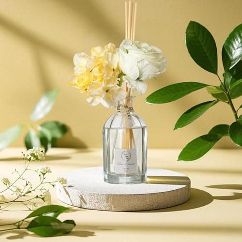 Reed Diffuser Set, Pretty Valley Home Dried Flowers Diffuser 120Ml / 4.05 fl OZ Gift Box - Includes Sticks, Long Lasting Fragrance Oil and Glass Bottle for Office Living Room Decor (Fleur d Jardin) - Thumbnail 3