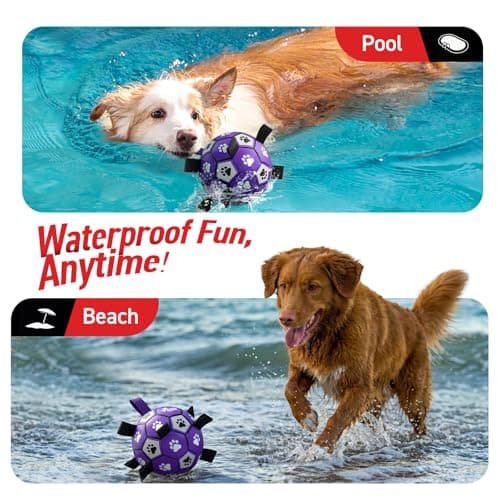 QDAN Dog Toys Soccer Ball with Straps - Dog Water Toy, Puppy Birthday Gifts, Durable Dog Balls for Small Medium Dogs （6 Inch） - Thumbnail 4
