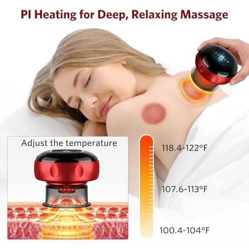 JoyLoop 6-in-1 Dynamic Smart Cupping Therapy Set - Electric Massager with Remote Control, 12 Levels Suction & Heat, Red Light Therapy for Muscle Recovery, Back Pain Relief & Gua Sha - Thumbnail 3