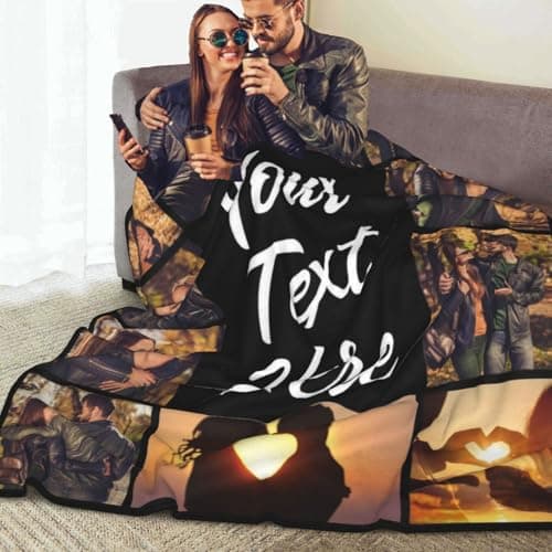 Personalized Love Gifts for Girlfriend Boyfriend Birthday Custom Blanket with Picture Text Customized Anniversary Memories Souvenir with Photos Gift for Couple Wedding Valentines Day Soft Warm - Thumbnail 3