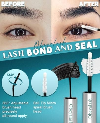 Lash Cluster Glue Waterproof, 2-in-1 Strong Hold Bond and Seal Lash Glue, 72H Long Lasting, Eyelash Adhesive for Clusters Individual Eyelashes by Obeyalash (6ml Bond +6ml Seal) - Thumbnail 5