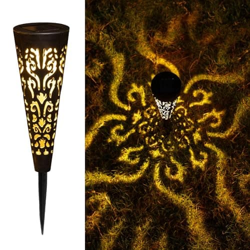 Go2garden 6Pcs Solar Lights Outdoor Garden Decor Gifts for Women Mom,Waterproof Conical Garden Stakes for Yard, Lawn, Pathway,Garden Lights Mothers' Day Birthday Gifts for Men(Black) - Image 1