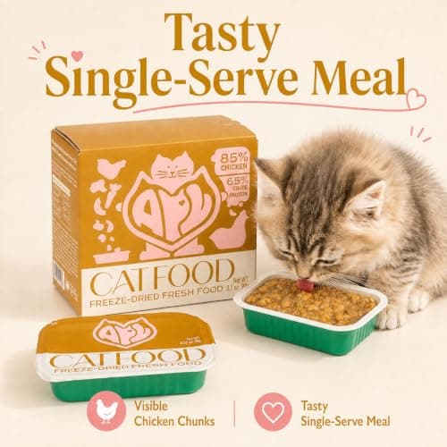 APL Freeze-Dried Cat Food, 0.5oz x 6 Pack | 90% Animal Ingredients, 65% Crude Protein | Chicken, Heart & Liver Recipe with Yucca Extract | Grain-Free, Complete Meal for Travel, Mixing & Sharing - Thumbnail 6
