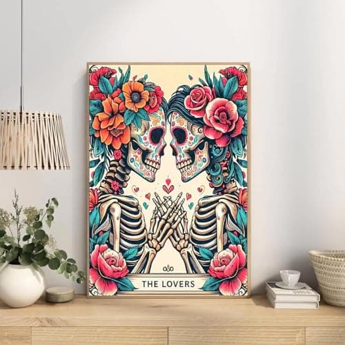 ijbnhd Skull Diamond Painting Kits for Adults 5D Valentine Diamond Art Kits for Adults Full Drill Diamond Painting Lovers Gem Art and Crafts Home Decor 12x16inch - Thumbnail 3