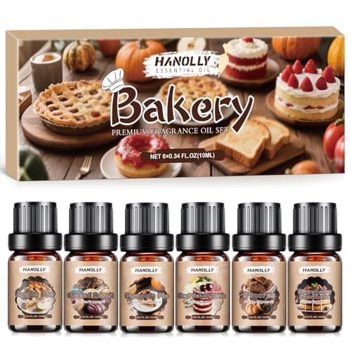 Bakery Essential Oils Set，Premium Fragrance Oil for Diffusers, Scented Oils for Soap & Candle Making, Pumpkin Pie, Apple Pie, S'Mores, Red Velvet Cake, Strawberry Shortcake,Glazed Donut