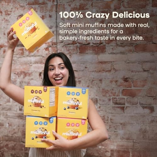 Muffinful Mini Muffins Variety Pack – Bakery Fresh Bite-Sized Treats – 60 Muffins Total (15 Packs of 4) – Less Sugar, Nothing Artificial, Individually Wrapped - Thumbnail 4
