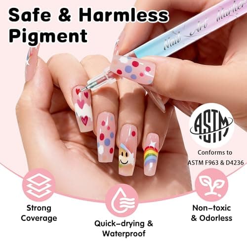 12 Colors Nail Art Pens Set, 0.5mm Ultra-Fine Tip Nail Polish Pens for Drawing Dotting Painting Liner, Quick Dry Non-Toxic Nail Art Markers for DIY Nail Art Crafts, Home, and Salon Use - Thumbnail 4