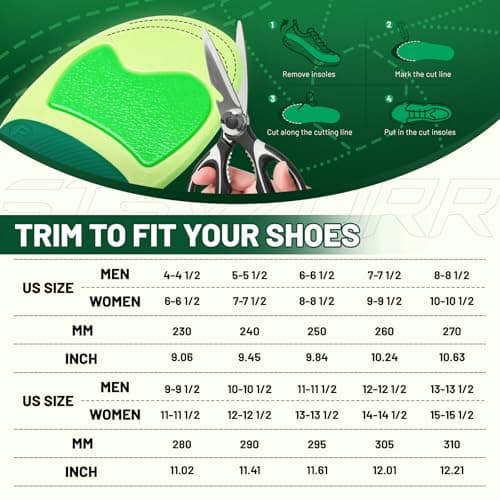 STSVZORR 210 lbs+ Metatarsalgia Insole Plantar Fasciitis Relief Pain Arch Support Insert Men Women Orthotic Flat Feet Heel Spur Comfort Standing All Day, Work Boot Shoe Insole, Size 11-295MM - Thumbnail 6