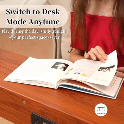 PLYOR 88 Key Digital Piano Keyboard with Stand & 3 Pedals, Full Weighted Keyboard Electric Piano for Beginners, Hammer-Action Home Digital Piano with Desk Mode, Headphone Jack, USB-MIDI, Brown - Thumbnail 4