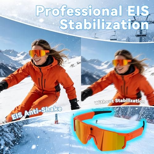 Osawalla AI Smart Glasses with Camera, HD Stabilized Video Recording Glasses, Waterproof Bluetooth Sunglasses with Ai Assistant, Touch Control, UV Protection for Cycling Skiing Outdoor Sports Orange - Thumbnail 5