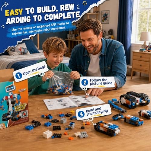 okk Robot Building Toys for Boys, STEM Projects for Kids Ages 6-12, Remote & APP Controlled Engineering Learning Educational Coding DIY Building Kit Rechargeable Robot Toy Gifts for Girls - Thumbnail 3