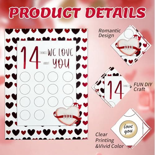 2PCS Valentine's 14 Things We Love About You Scratch Off Cards, Valentine's Advent Calendar, Personalized Gift for Him Her Husband Wife Girlfriend Boyfriend (2Pcs - We Love) - Thumbnail 4