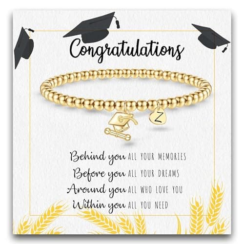 Btysun Law School Graduation Gifts, Female High School Graduation Gifts Z Initial Bracelets for Women Doctor Graduation Gift Gold Bangles Bracelets for Women Female Classmates - Image 1
